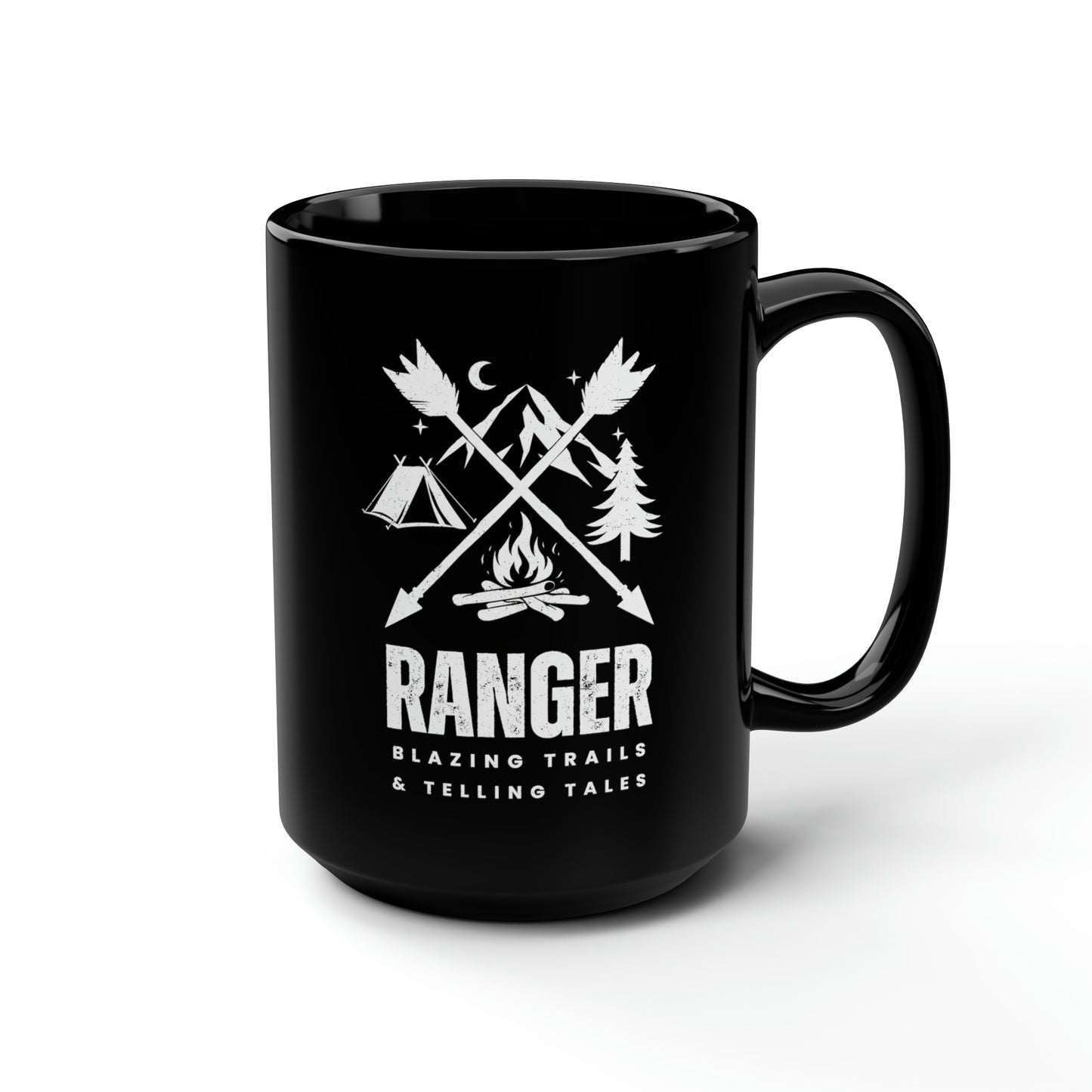 Ranger: Blazing Trails and Telling Tales - Large Black Mug, 15 oz